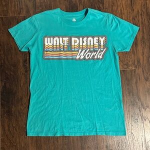 Disney Teal Retro Stripe Logo T-Shirt